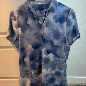 Puma Women’s Tie-Dye Cloud Print Golf Polo Shirt - Blue/Gray - Size S